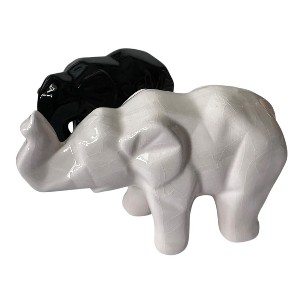 Unbranded Elephant Figurines Unisex Small Black White Excellent Ceramic Set 2 - Picture 13 of 13